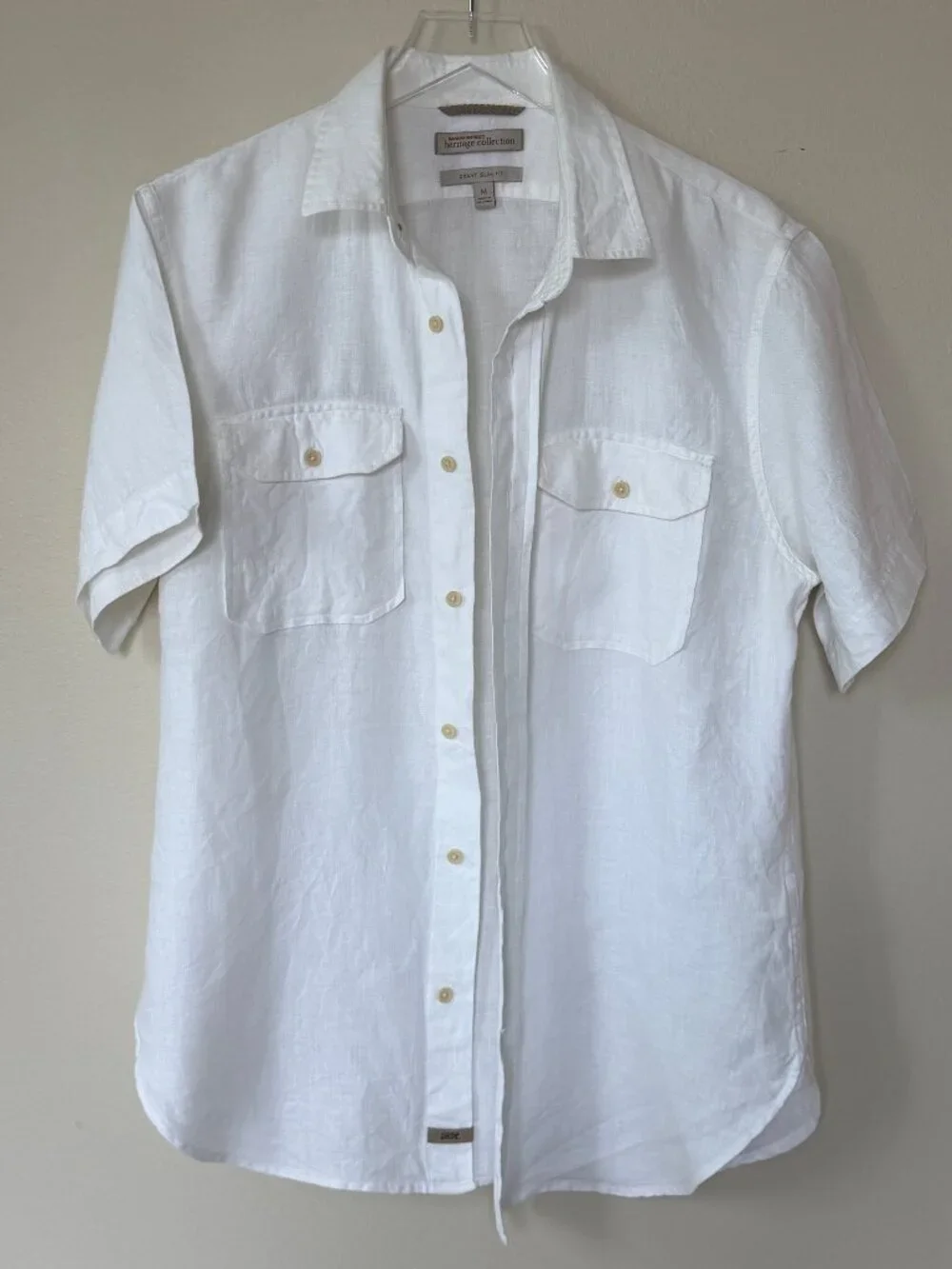 Banana Republic Heritage Collection Men's Linen Shirt Grant Slim Fit M White